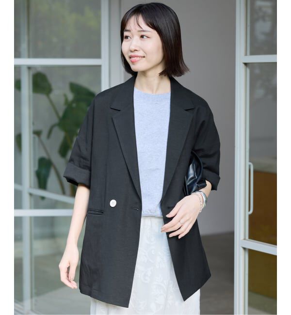 SLOBE IENA「《追加2予約》リネンレーヨンハーフスリーブジャケット」|その他|