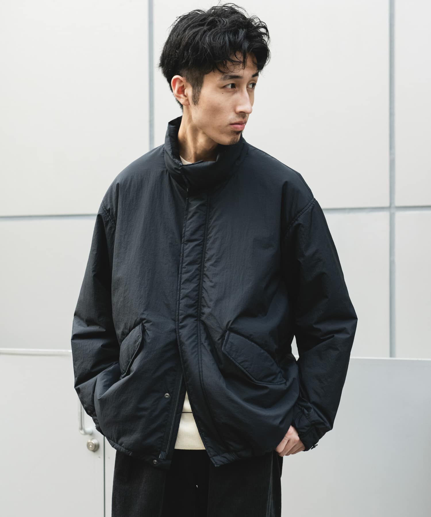 URBAN RESEARCH DOORS「中綿ショートモッズコート」|ミリタリー・モッズコート|ブラック