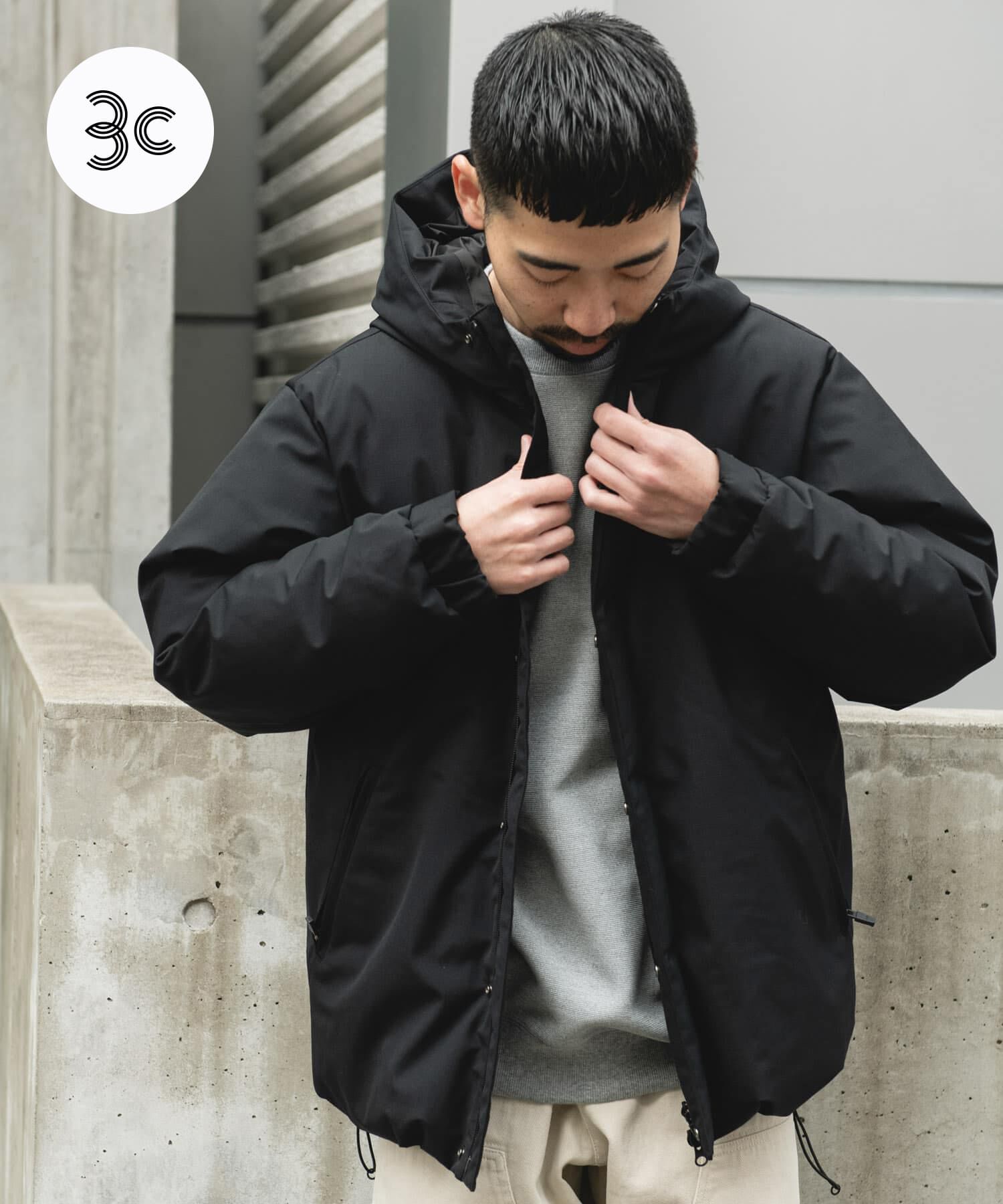 URBAN RESEARCH DOORS「ウールブレンドラミネートダウンパーカー」|ダウン|ブラック