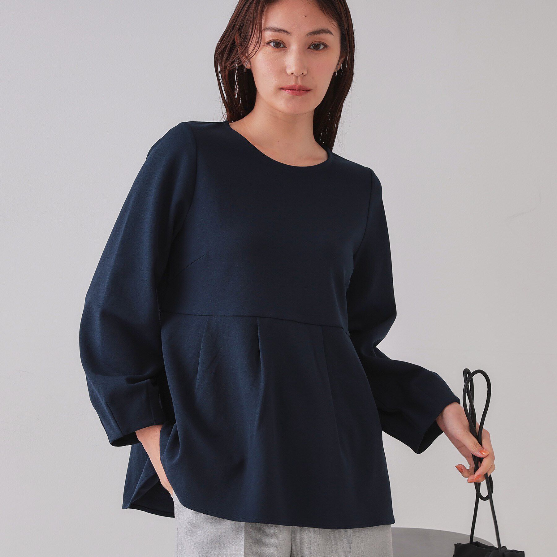OPAQUE.CLIP「ペプラムトップス【UV／吸水速乾／洗濯機洗い可】」|Tシャツ・カットソー|ネイビー(094)