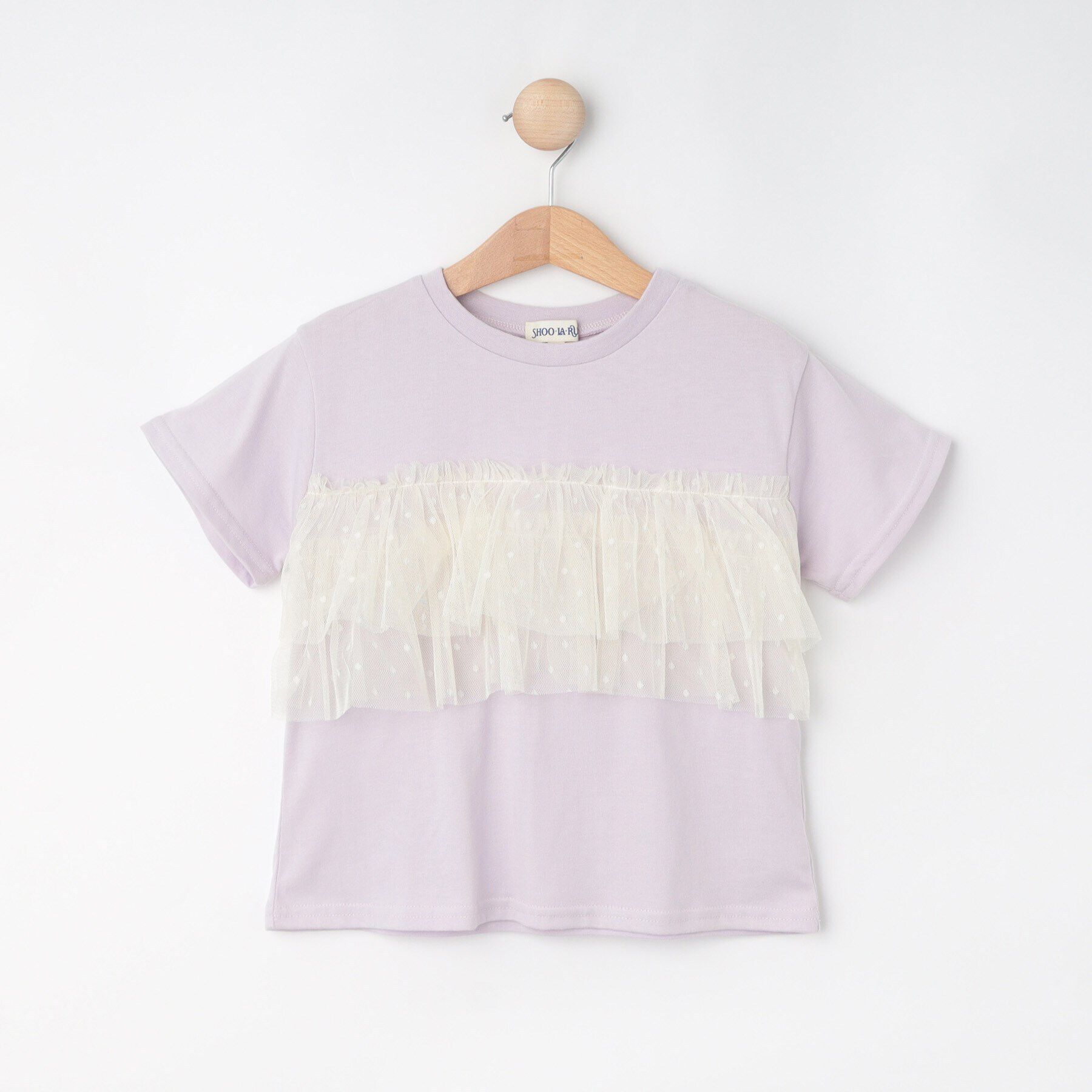 SHOO･LA･RUE「【100-120cm】チュールドッキングTシャツ」|Tシャツ・カットソー|ラベンダー(080)