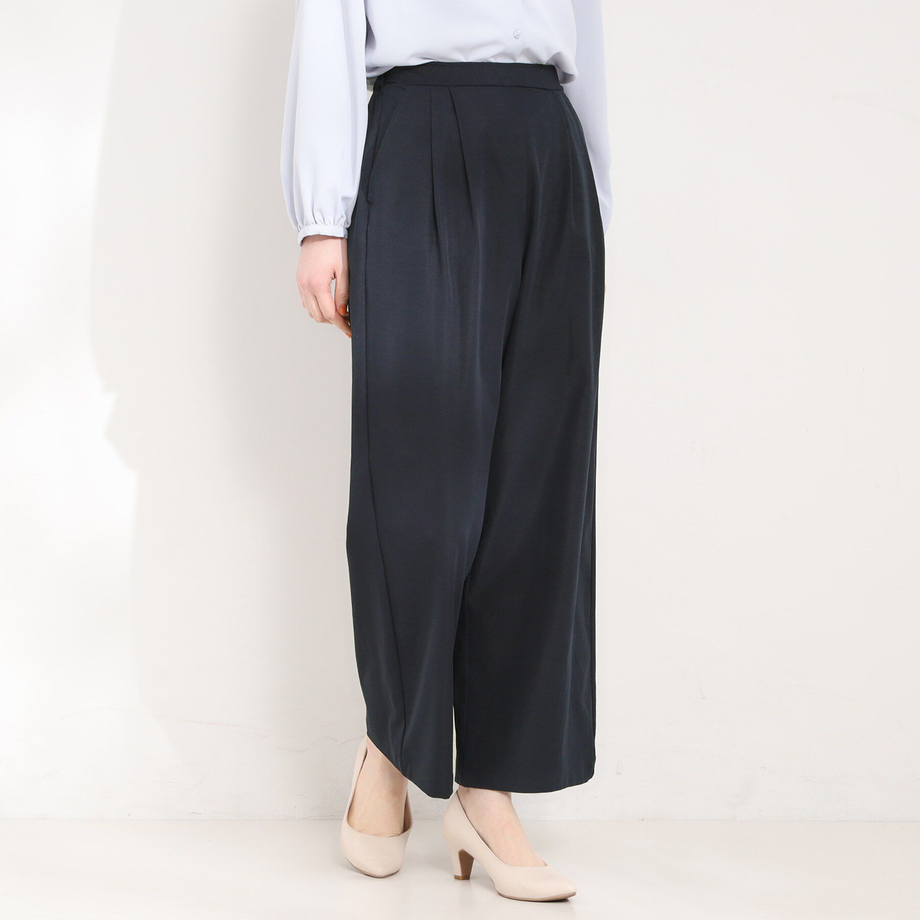 SHOO･LA･RUE「【洗濯機可/S-LL/体型カバー】ツータックできれいに魅せる 大人のワイドパンツ」|その他|