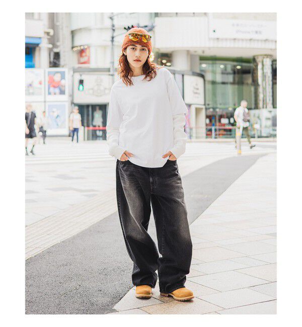 BEAMS「BEAMS｜Wide Denim Pants｜5ポケット ヴィンテージディテール｜スピンドル仕様 ベルトレス」|デニム|