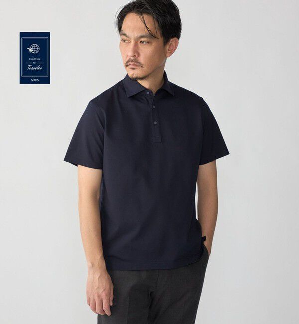 SHIPS「SHIPS:〈FUNCTION〉I Cotoni di Albini ショート スリーブ ポロシャツ」|ポロシャツ|ネイビー