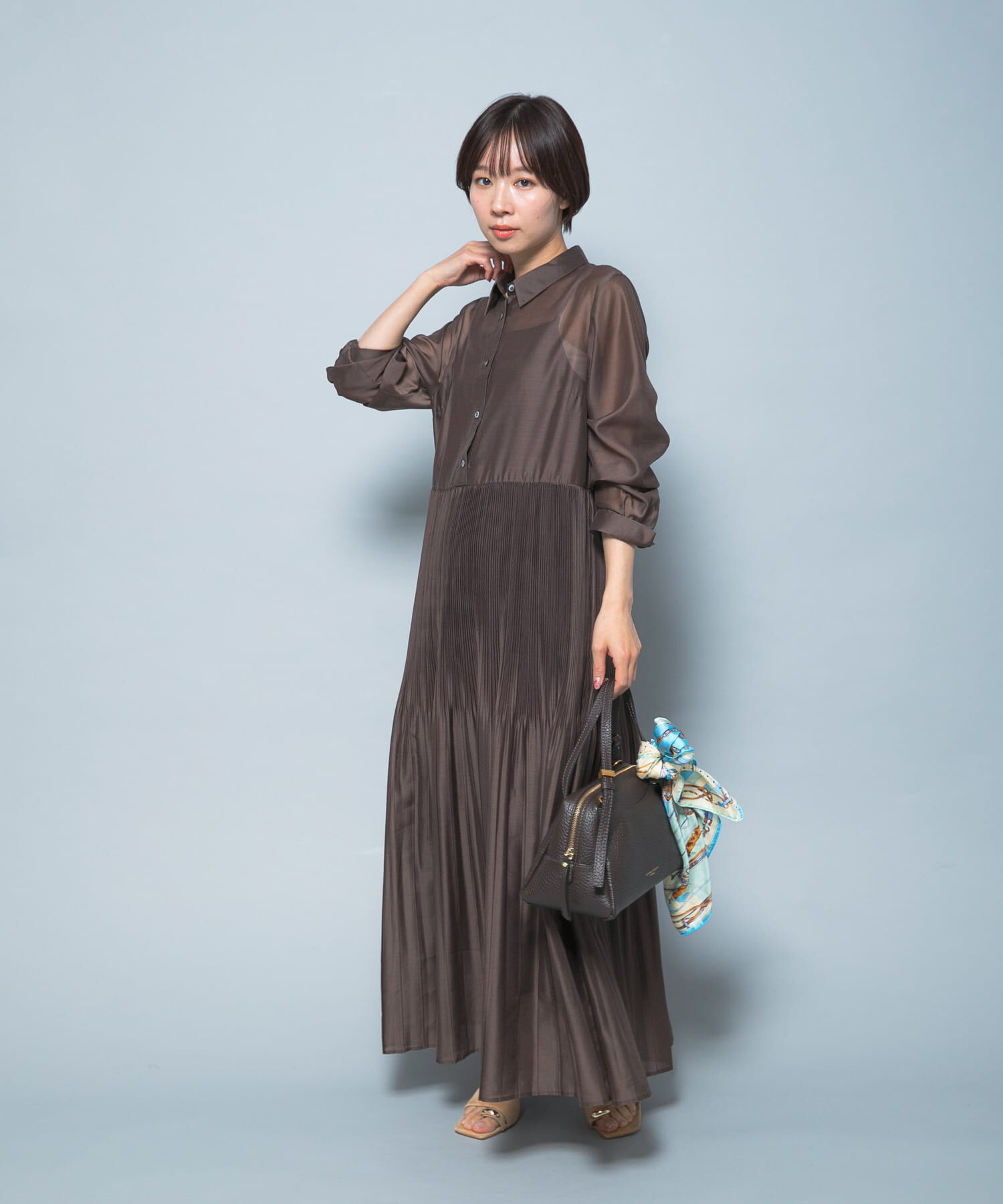 URBAN RESEARCH ROSSO「プリーツロングシャツワンピース」|ワンピース|