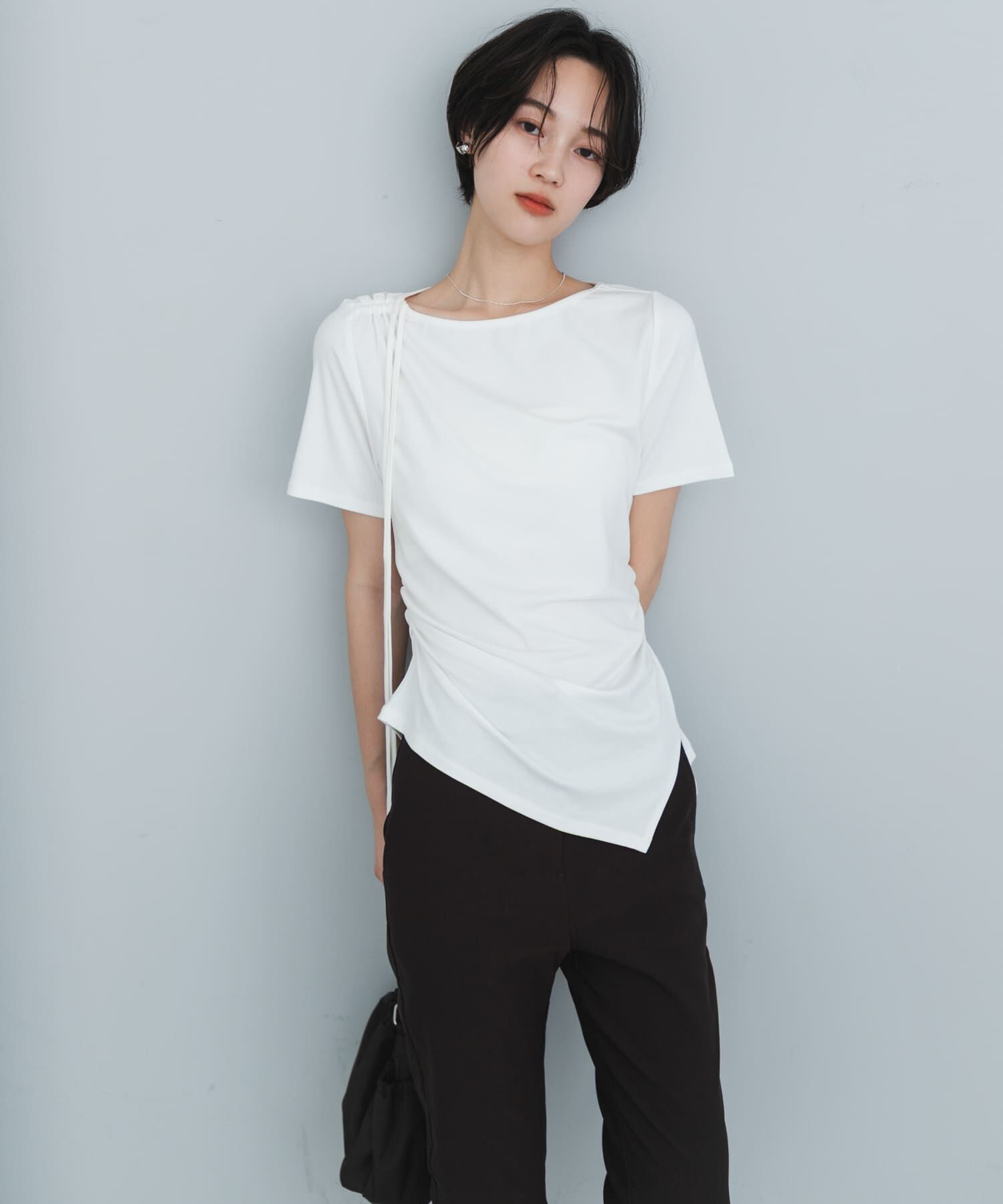 SENSE OF PLACE by URBAN RESEARCH「アシメデザインTシャツ(半袖)」|Tシャツ・カットソー|オフホワイト