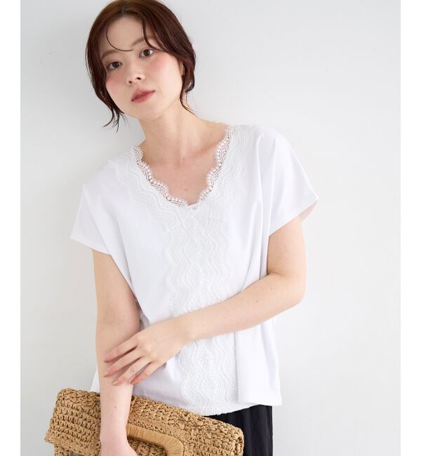  「フロントレースVネックカットソー」|Tシャツ・カットソー|オフ