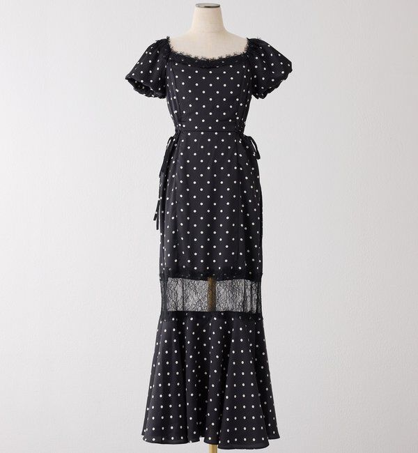  「【Lace Collection】サイドカットレース切替ロングワンピース」|ワンピース|