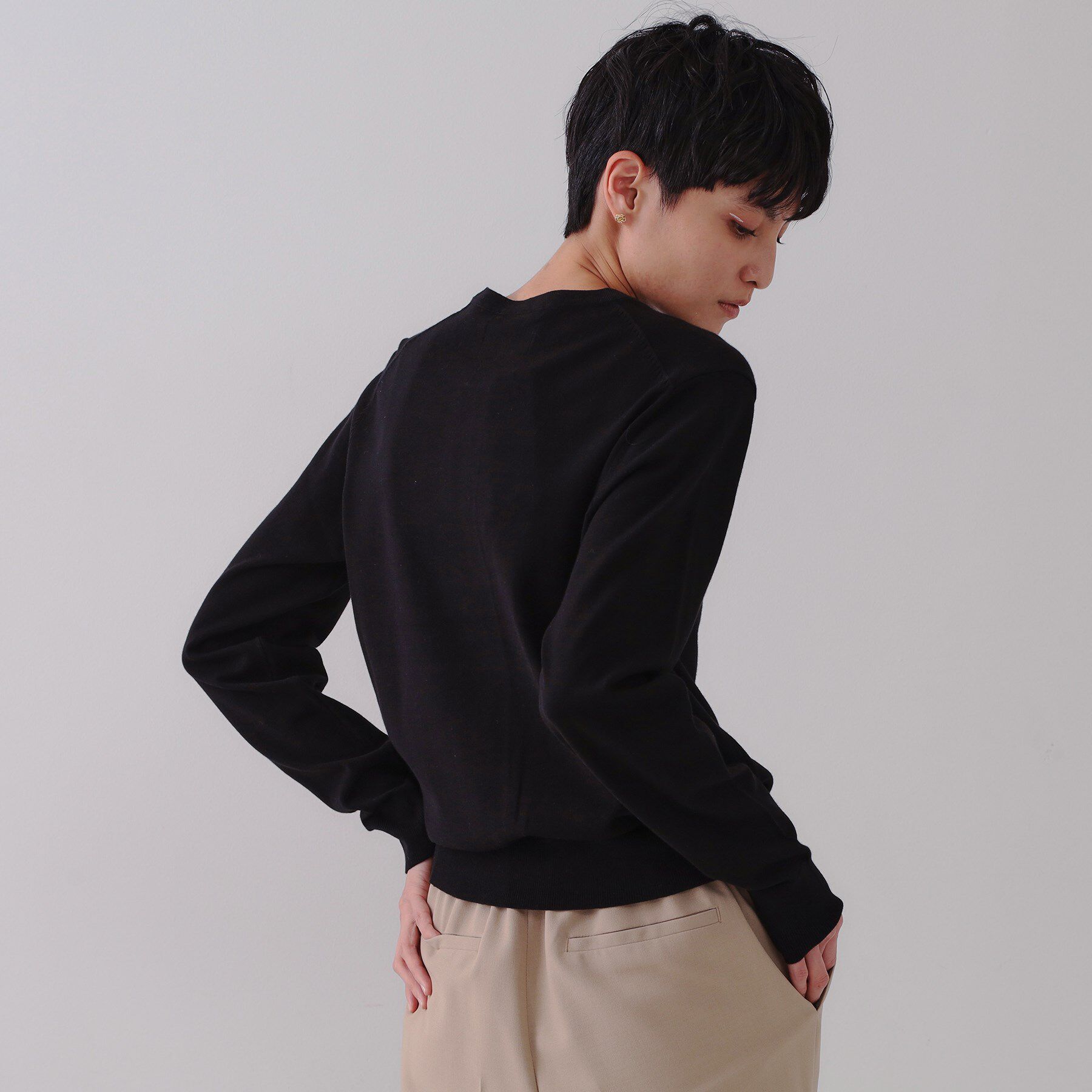 OPAQUE.CLIP「クルーネックニットカーディガン／オーガニックコットン混【UV／洗濯機洗い可】」|カーディガン|