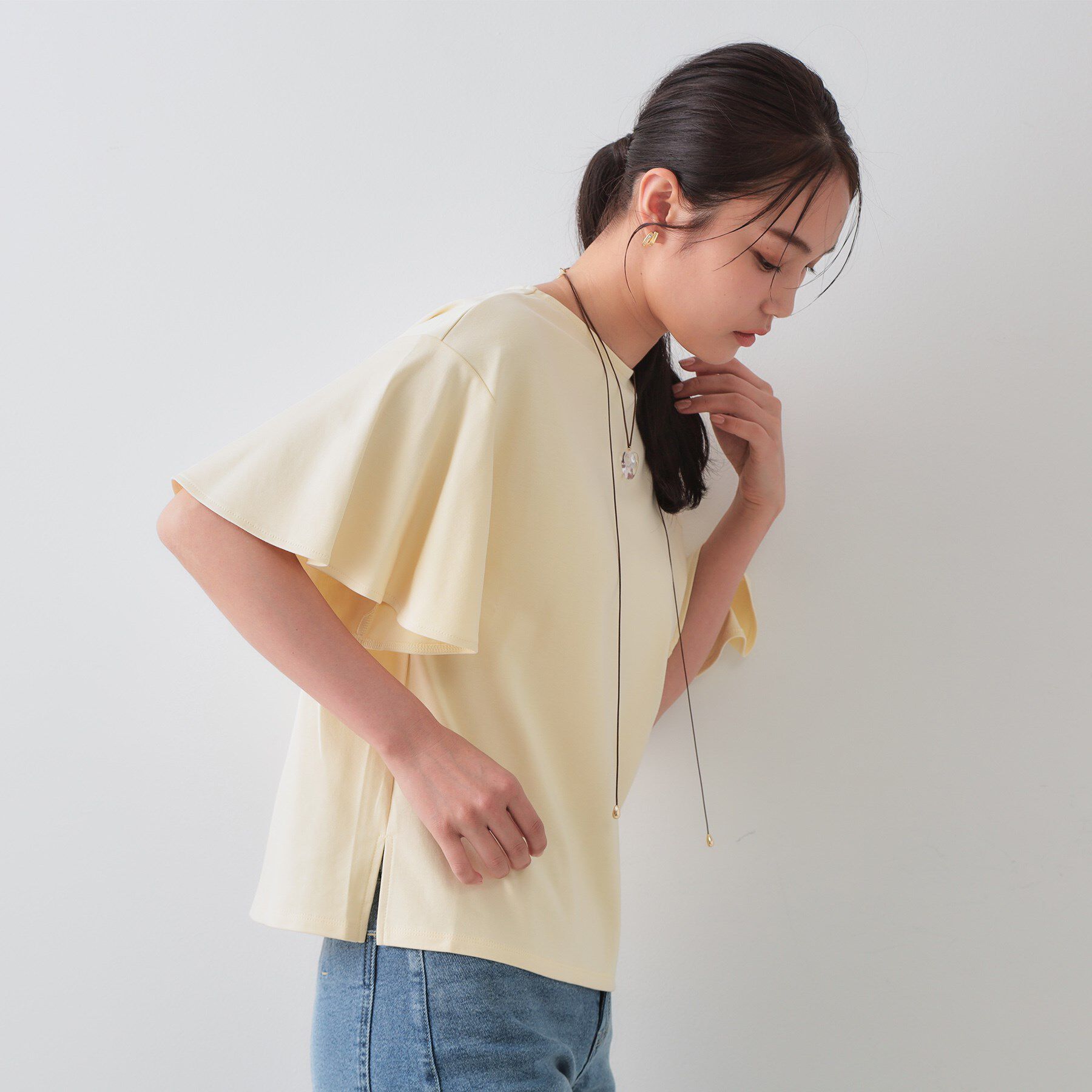 OPAQUE.CLIP「《S-LLサイズ》フレアスリーブカッソー【UV／接触冷感／洗濯機洗い可】」|Tシャツ・カットソー|
