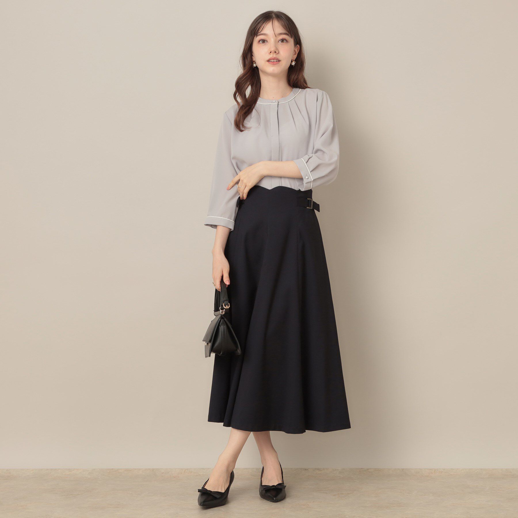 Couture broach「【大人可愛い・通勤】スカラウエスト サイドベルト パネルスカート」|スカート|