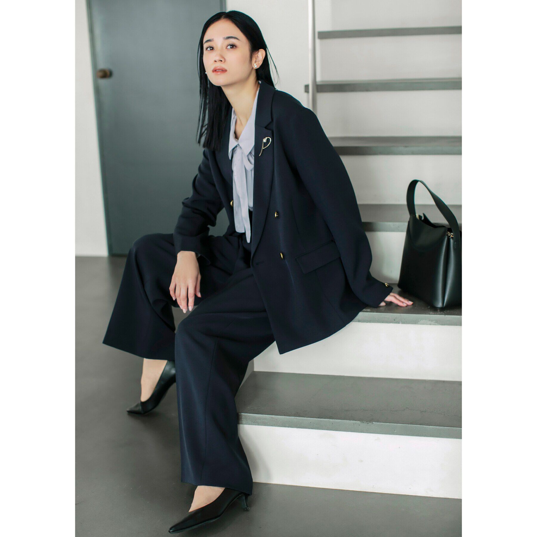 THE SHOP TK「【ONOFF活躍／セレモニー／通勤】CAVIAN Wブレストジャケット／洗える」|テーラードジャケット|