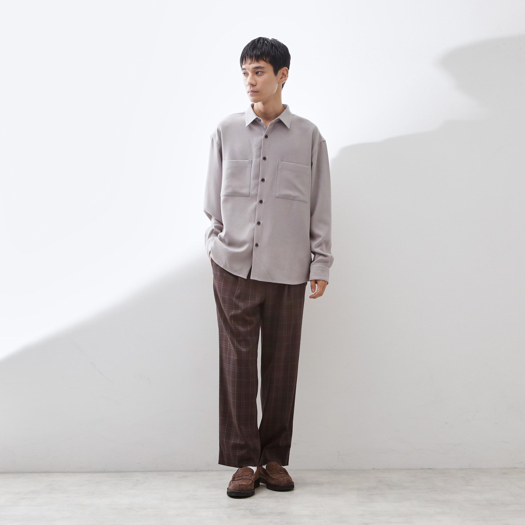 THE SHOP TK「【大人のきれいめカジュアルに】ウールライク長袖シャツ 洗濯機OK」|シャツ・ブラウス|