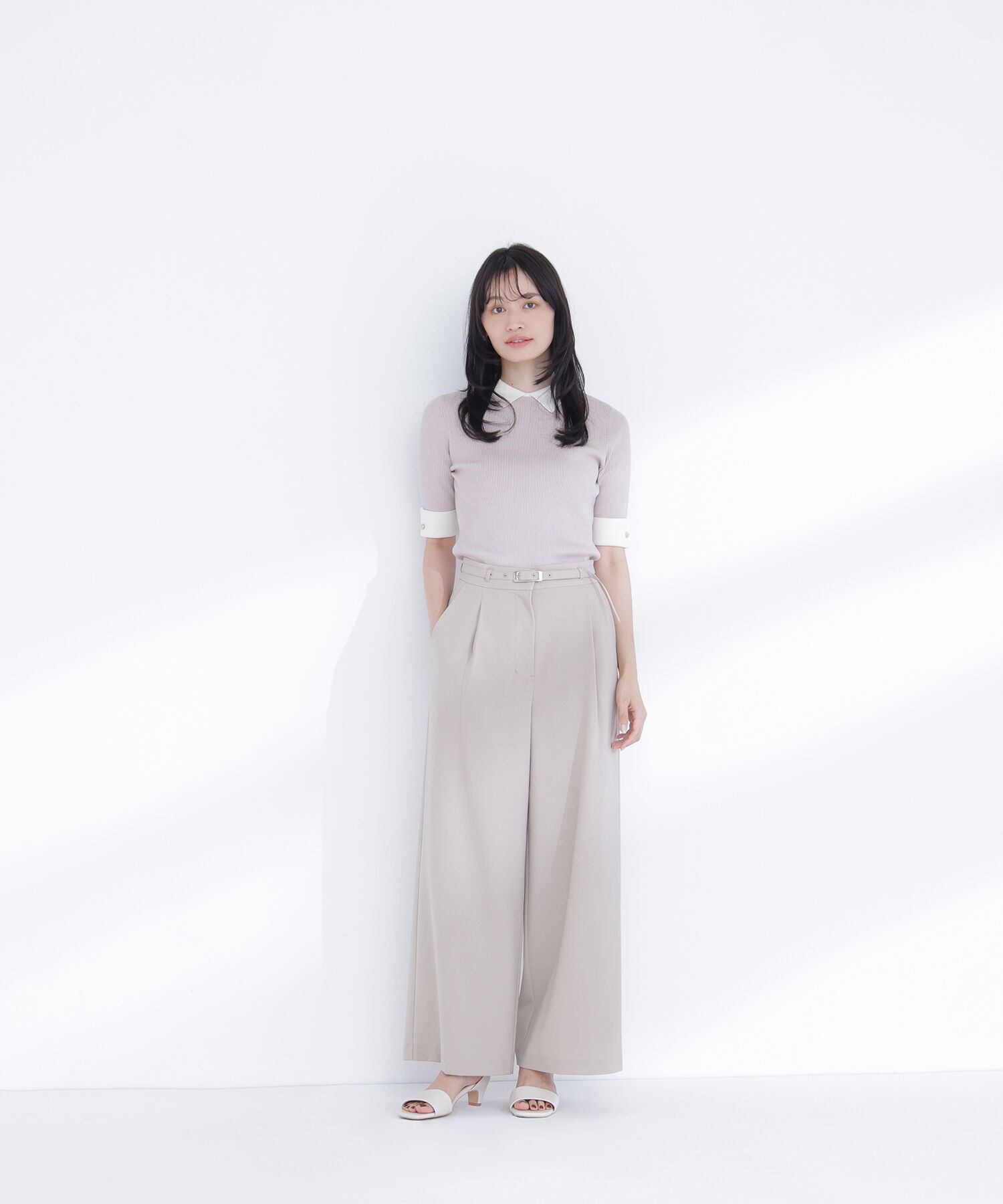  「ベルテッドタックワイドパンツ」|その他|