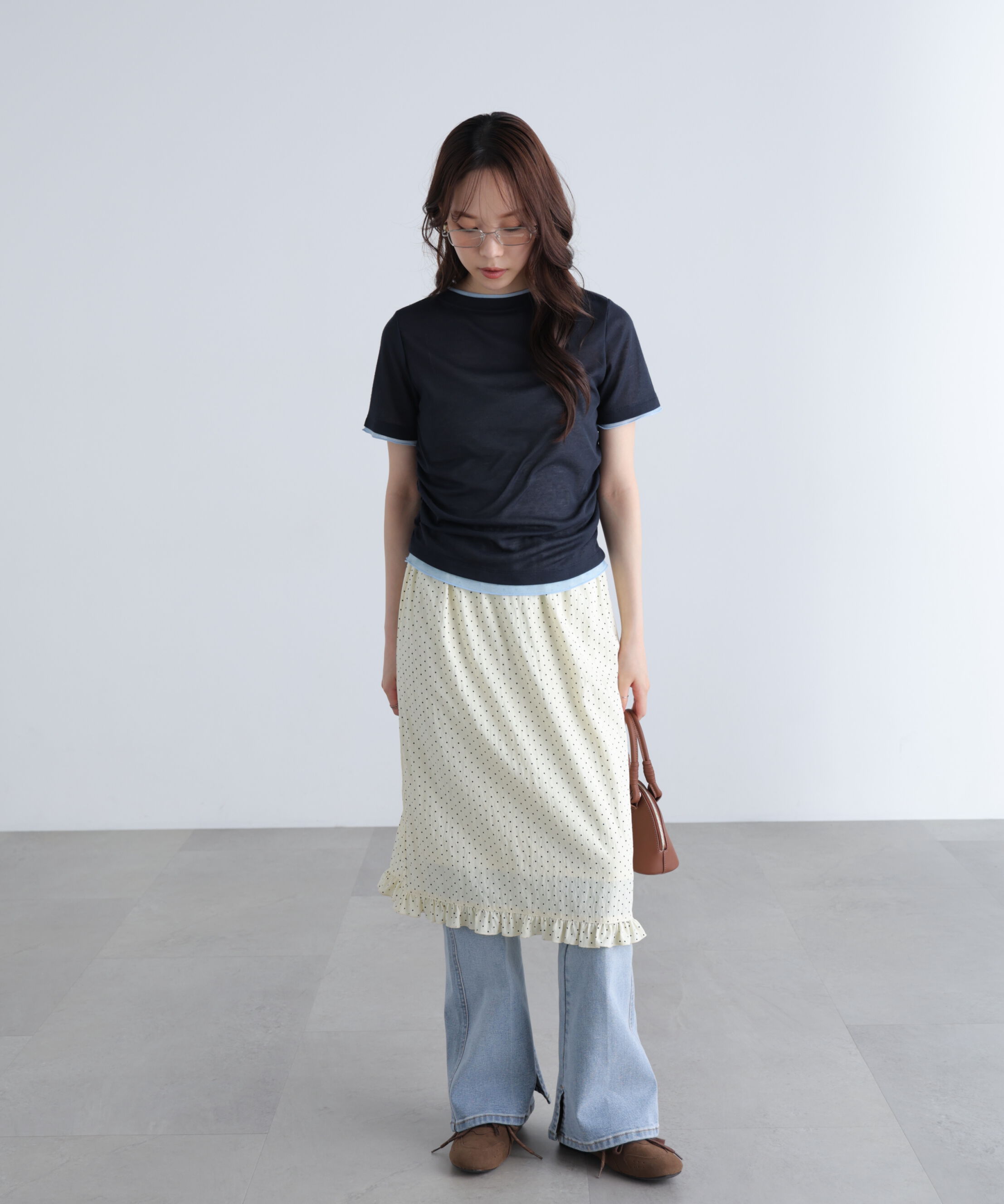  「[低身長サイズ/Sシリーズ]内スリットベルボトムデニムパンツ」|その他|