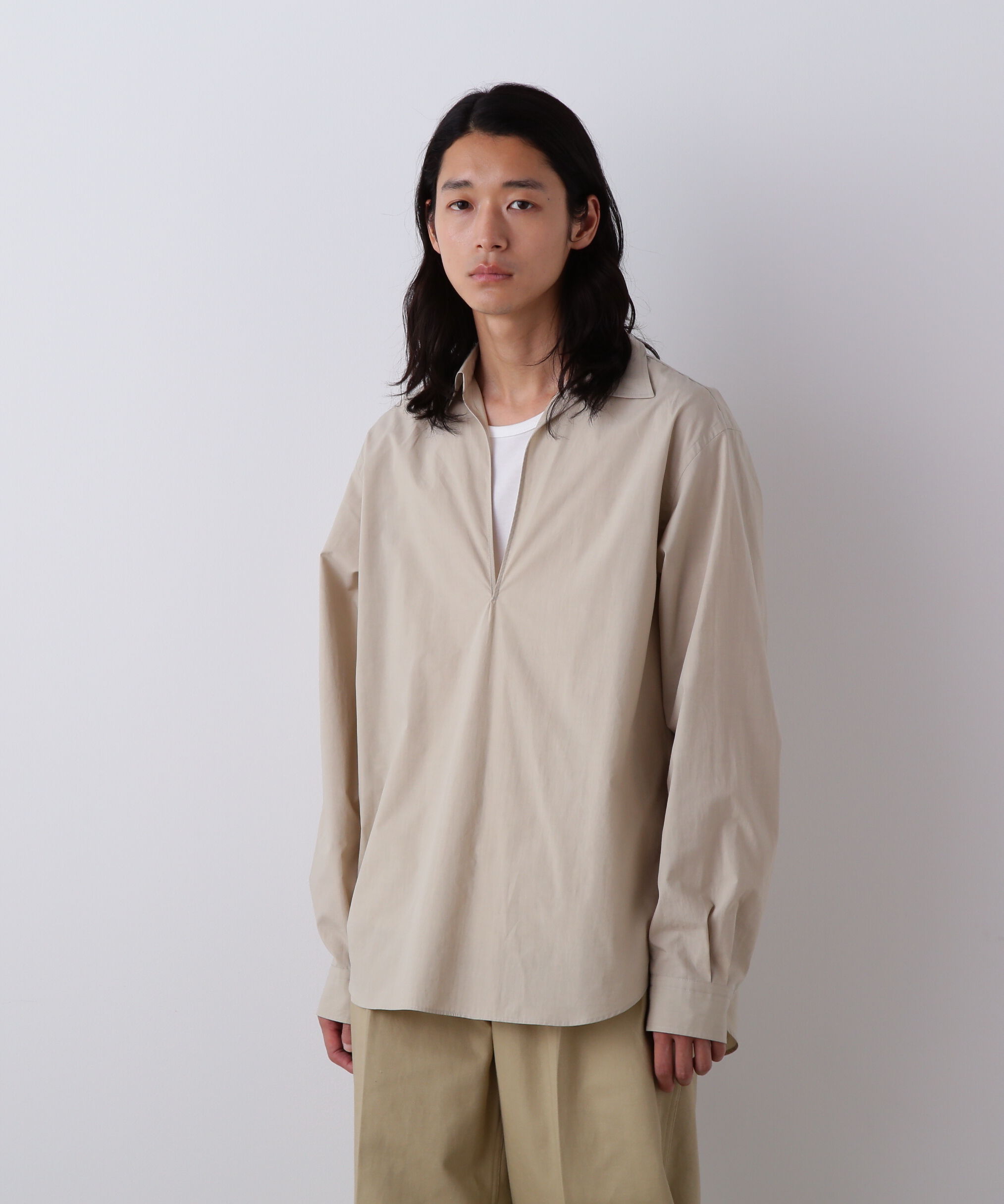 YLEVE 「YLEVE / COTTON SILK TYPEWRITER SKIPPER SHIRT」|シャツ・ブラウス|イエロー
