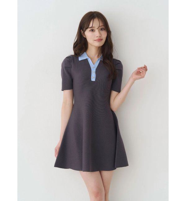 MERCURYDUO「バイカラースキッパーフレアミニワンピース」|ワンピース|