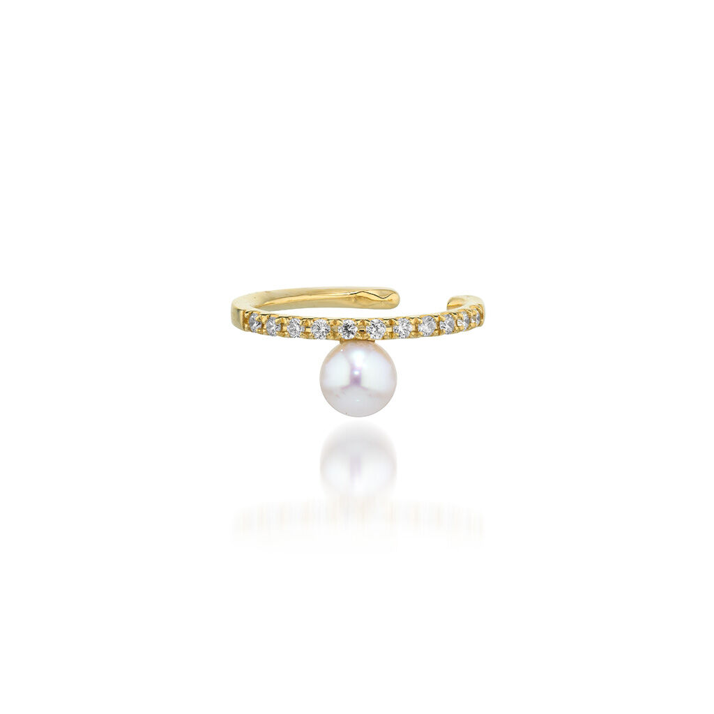 STAR JEWELRY「DIAMOND & BABY AKOYA EAR CUFF」|イヤーカフ|イエローゴールド
