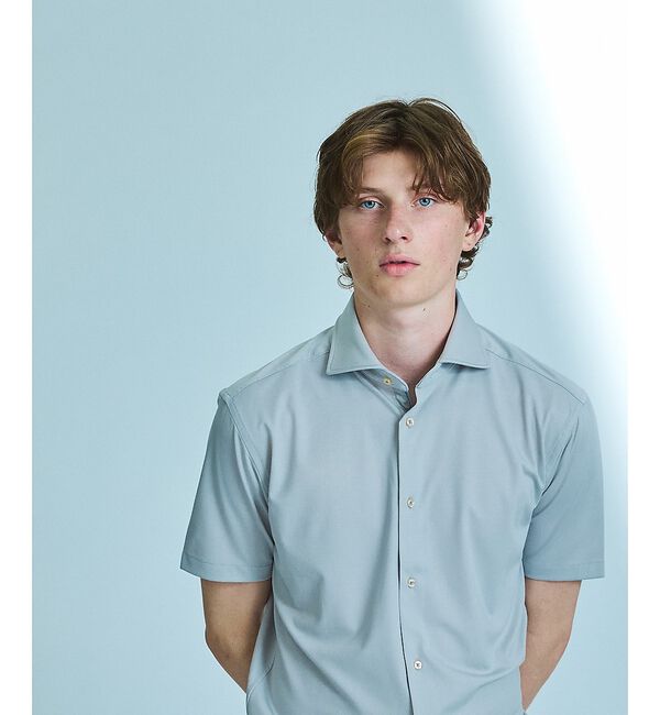 ABAHOUSE「【接触冷感】アイスピケ ストレッチ 半袖シャツ / FLEX SHIRTS【予約」|シャツ・ブラウス|ライトグレー