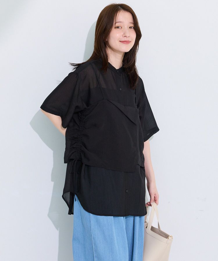 Green Parks「SET2点シアーストライプシャツ+ビスチェ」|シャツ・ブラウス|Black