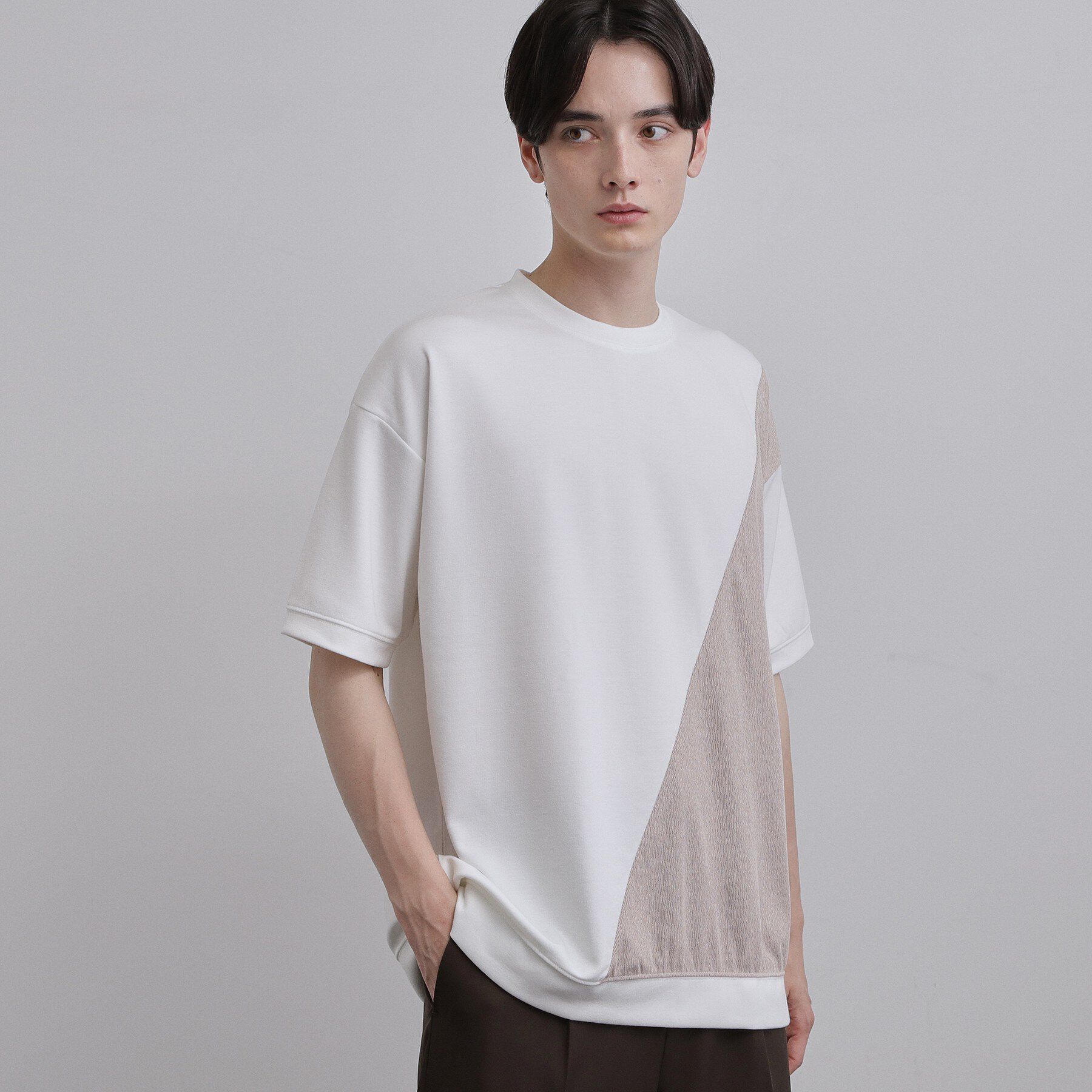 tk.TAKEO KIKUCHI「切り替えカットソー」|Tシャツ・カットソー|ホワイト(001)