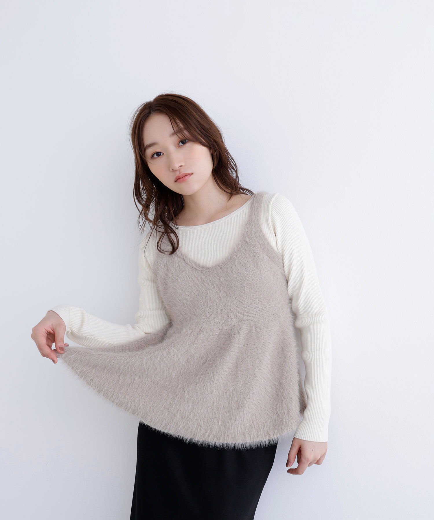  「ヘアリーペプラムキャミセットニット」|ニット・セーター|