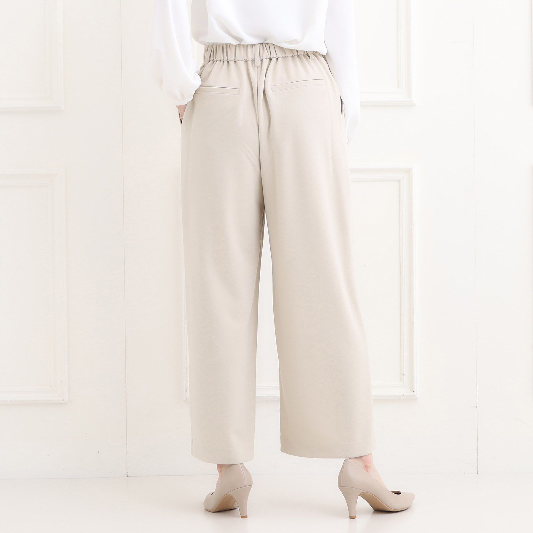 SHOO･LA･RUE「【洗濯機可/セットアップ可/S-3L】きちんと楽に。カットジョーゼットワイドパンツ」|その他|
