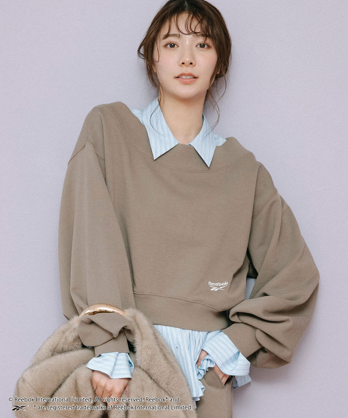 COCO DEAL「《COCO DEAL/Reebok》ボリュームスリーブオフショルスウェット」|スウェット・ジャージ|モカ