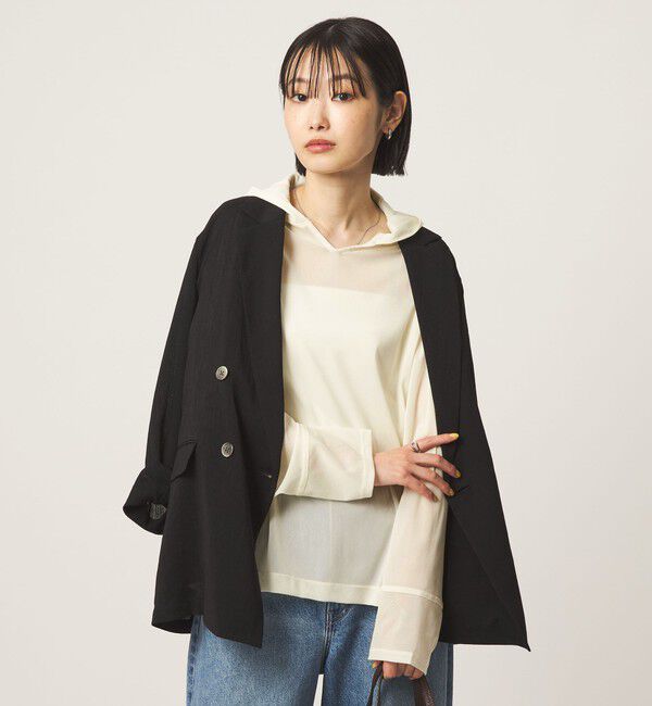 UNITED ARROWS green label relaxing「シアー フーディー プルオーバー カットソー」|Tシャツ・カットソー|OFF WHITE
