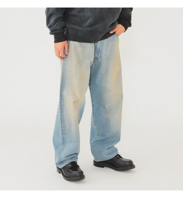 BEAMS「BEAMS｜Wide Denim Pants｜5ポケット ヴィンテージディテール｜スピンドル仕様 ベルトレス」|デニム|