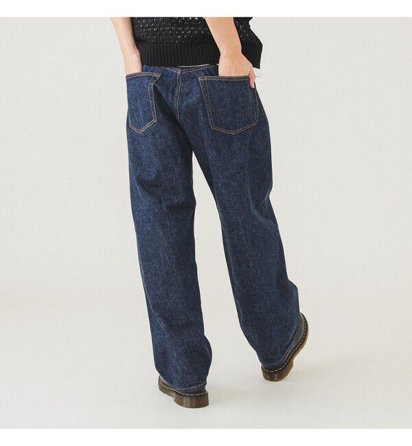 BEAMS「BEAMS｜Wide Denim Pants｜5ポケット ヴィンテージディテール｜スピンドル仕様 ベルトレス」|デニム|INDIGO