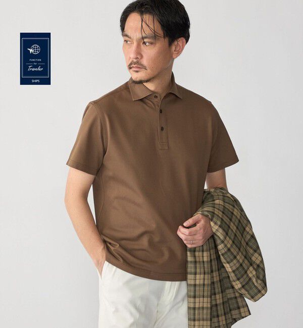 SHIPS「SHIPS:〈FUNCTION〉I Cotoni di Albini ショート スリーブ ポロシャツ」|ポロシャツ|キャメル