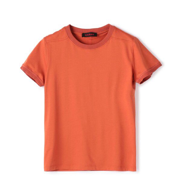 CABaN「コットン リブコンビクルーネックプルオーバー」|Tシャツ・カットソー|45 キャメル