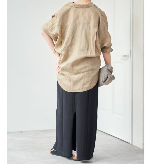 Spick and Span「《追加》 80リネンカシュクール ビッグシャツ」|シャツ・ブラウス|