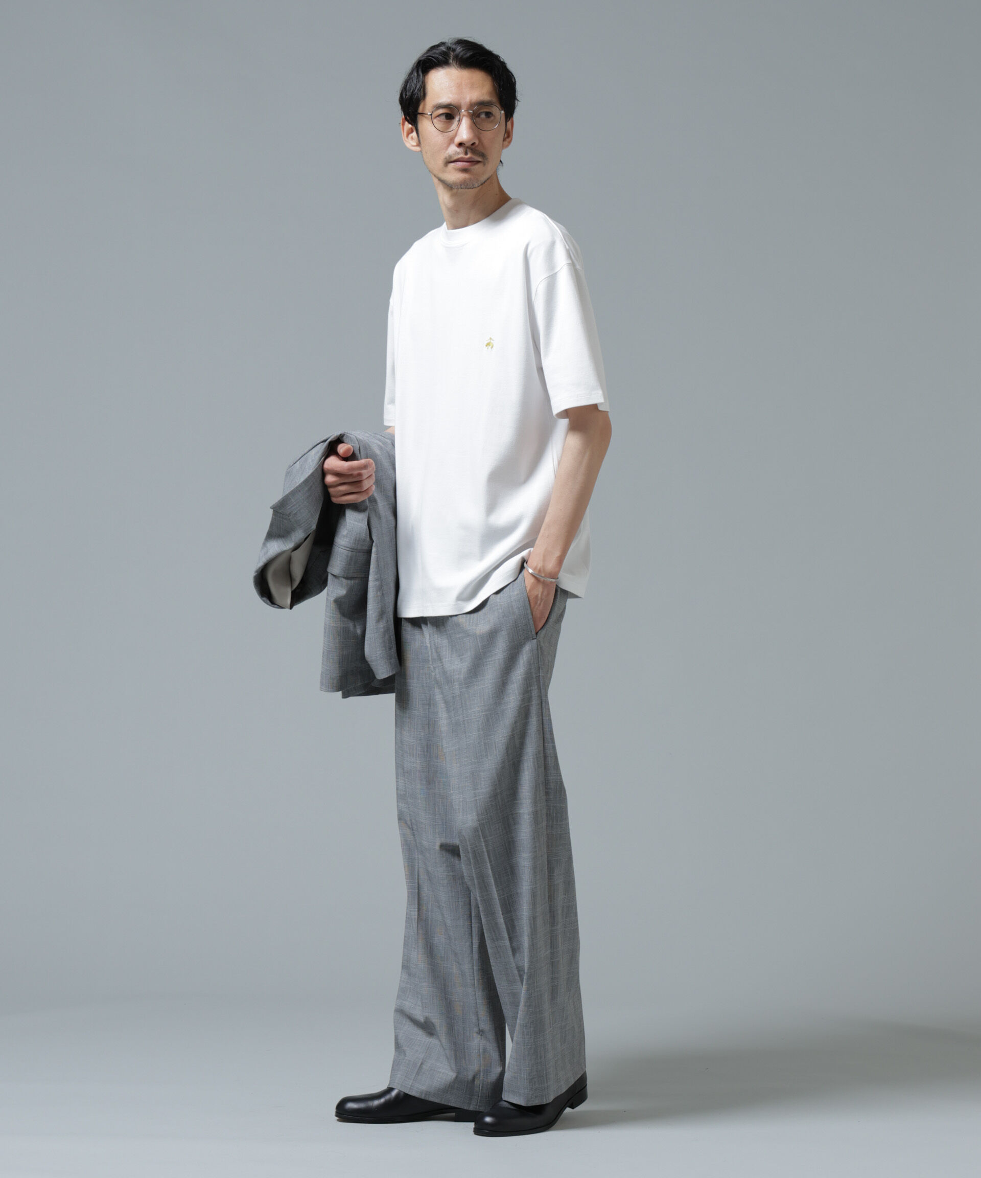 nano･universe「「Brooks Brothers別注」Anti Soaked(R) 汗染み防止 クルーネック ビッグシルエットTシャツ」|Tシャツ・カットソー|