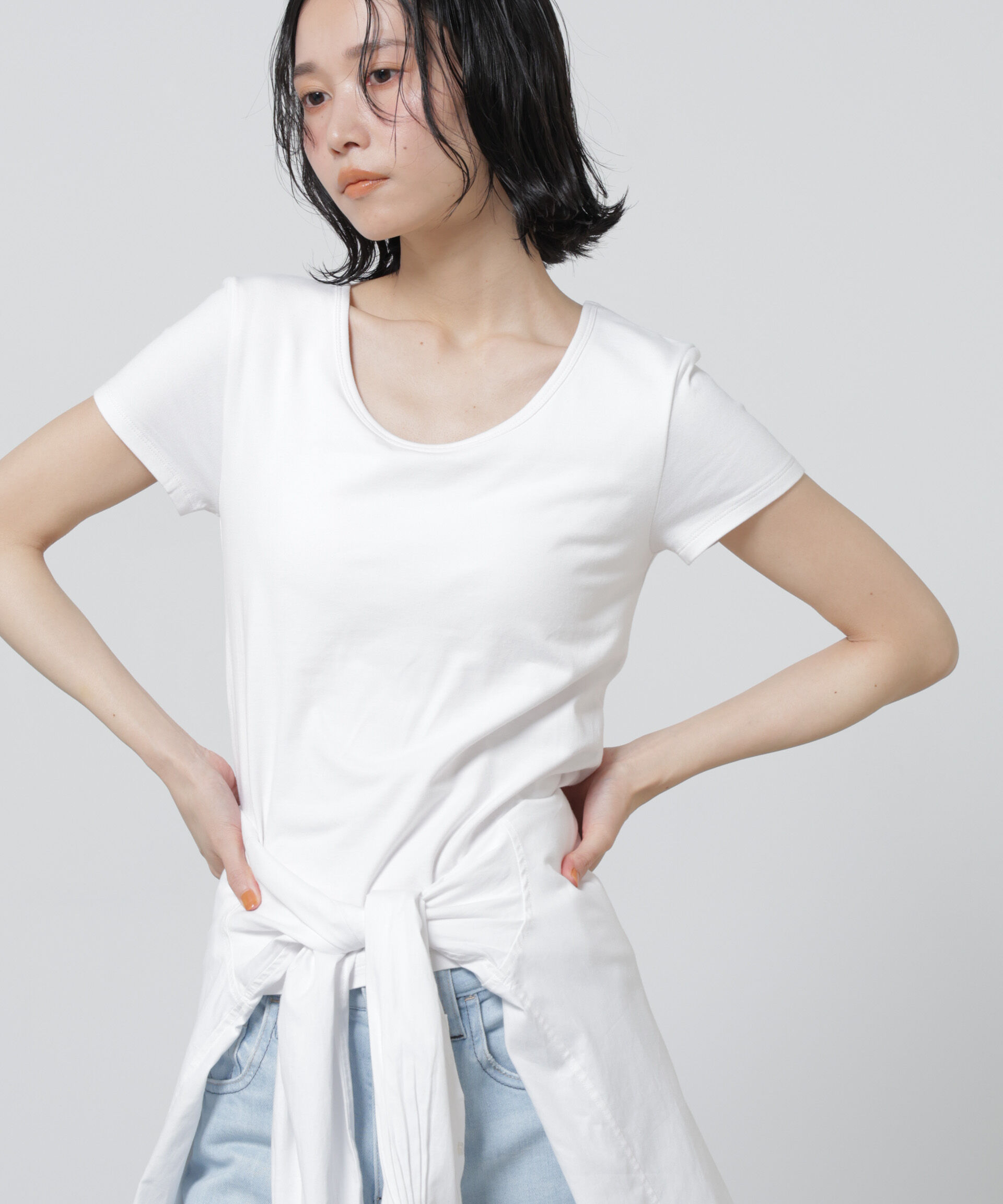 nano･universe「Anti Soaked(R) 汗染み防止カップ付きTシャツ」|Tシャツ・カットソー|ホワイト