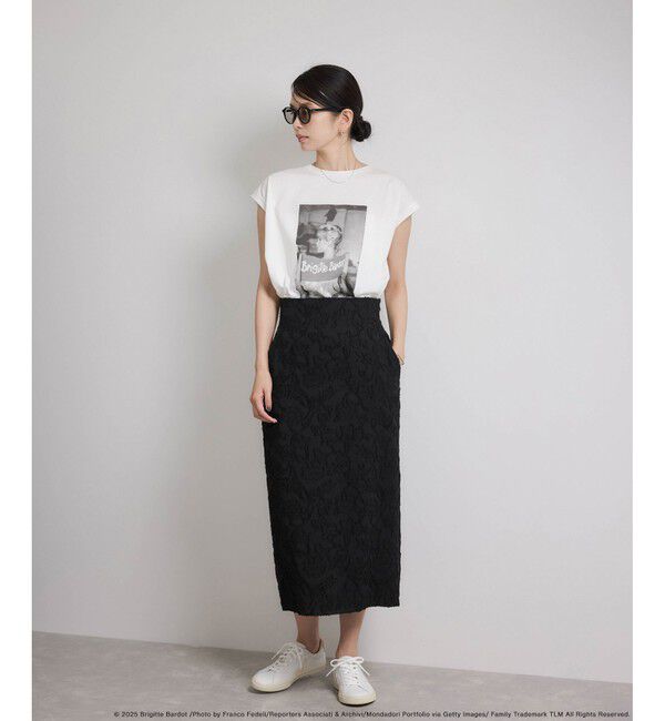 ROPE「【Brigitte Bardot&times;ROPE'・コラボ】プリントアームレットT-shirt【洗える・洗濯耐久性・接触冷感】」|Tシャツ・カットソー|
