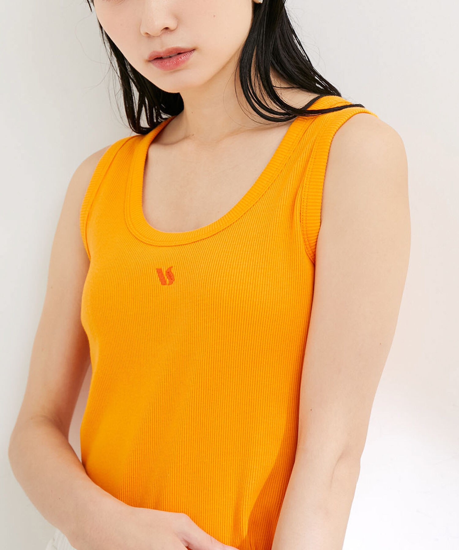 VIS「【洗える】フロントロゴ刺繍タンクトップ」|タンクトップ|オレンジ(70)