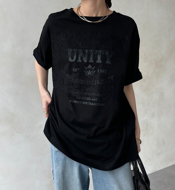  「【WEB限定】ロゴ&times;レースTEE」|Tシャツ・カットソー|ブラック