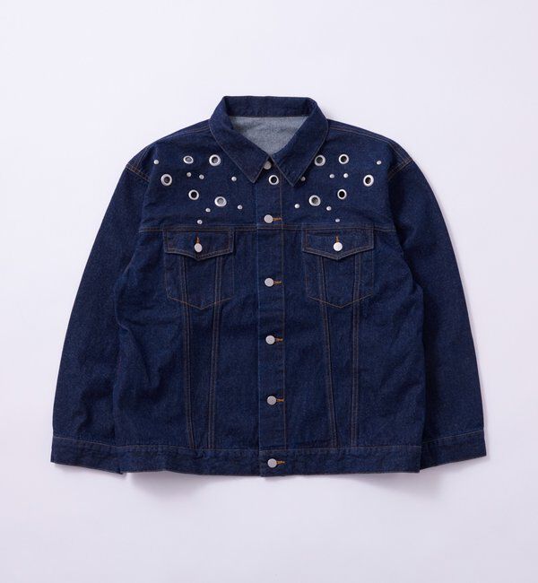  「【UNISEX/ユニセックス】アイレットデニムジャケット」|ブルゾン・スタジャン|