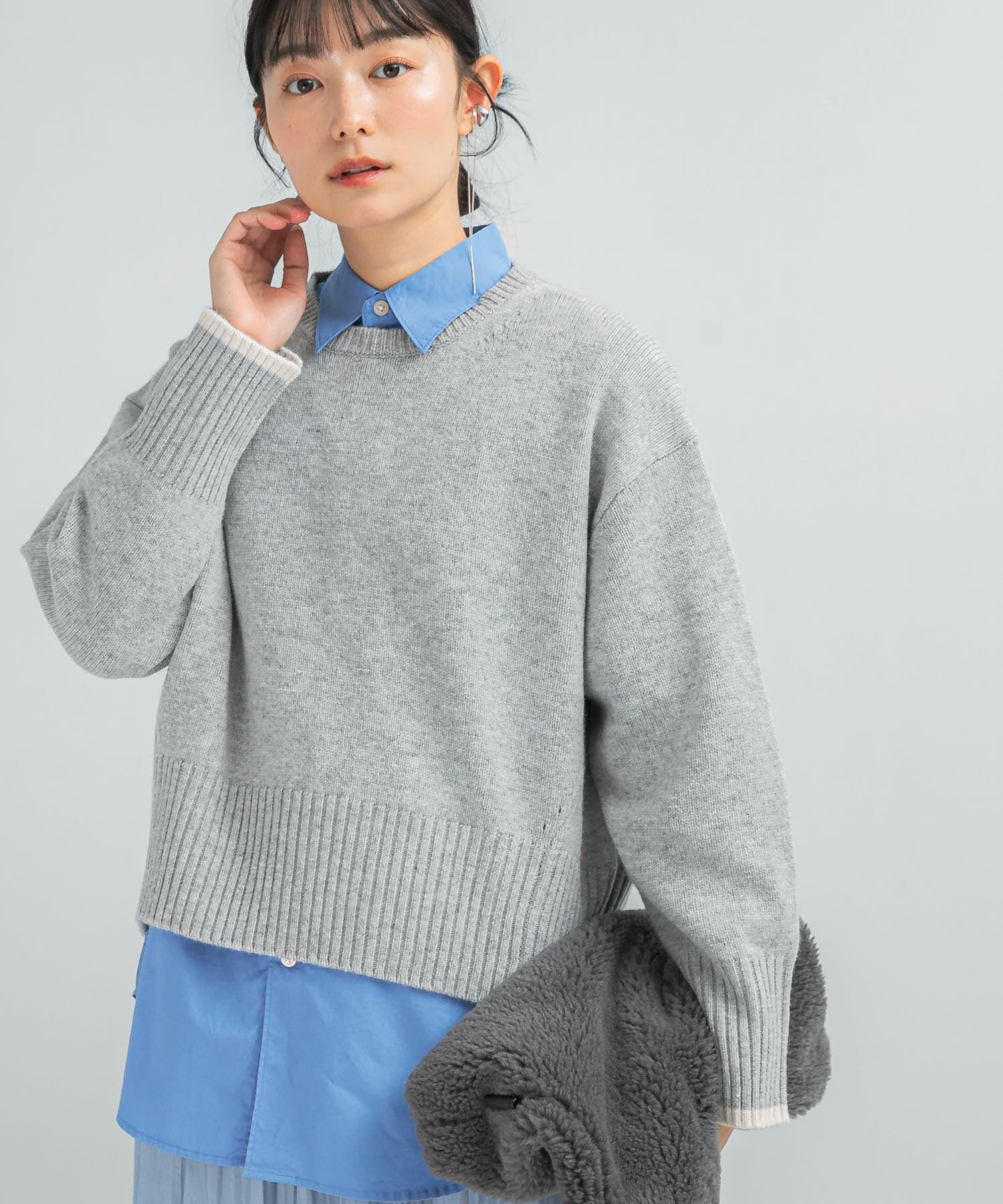 URBAN RESEARCH ROSSO「『WEB/一部店舗限定』エクストラファインシームデザインニット」|ニット・セーター|グレー