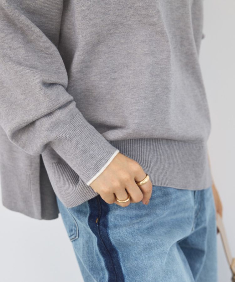 AMERICAN HOLIC「【配色】バイパチクルーネックニットプルオーバー＜静電気軽減＞」|ニット・セーター|Light Gray Mixture