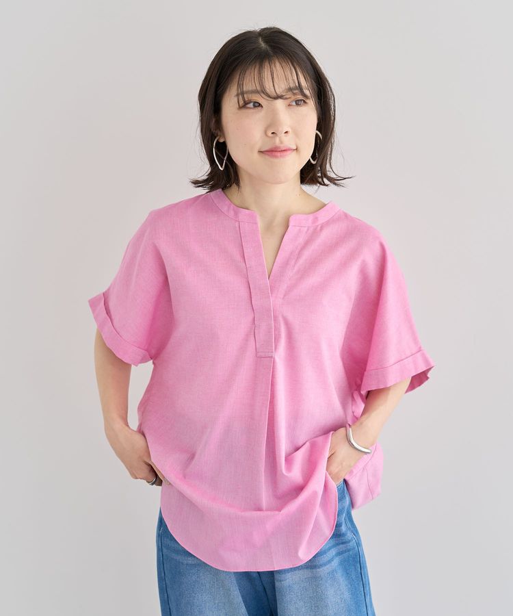 Green Parks「綿麻混フレンチスリーブスキッパーシャツ」|シャツ・ブラウス|