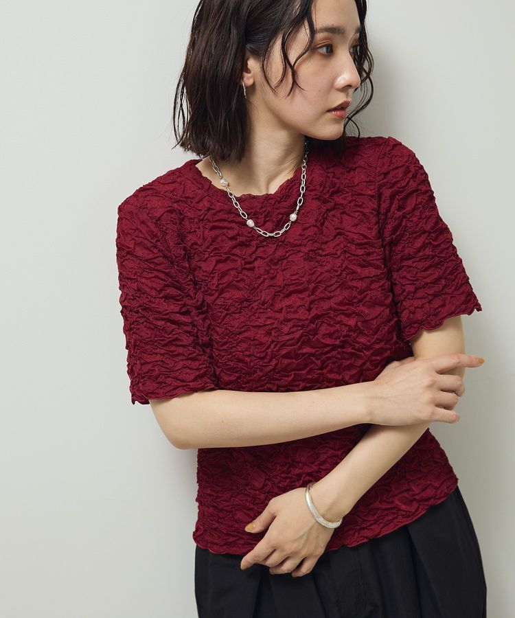 Green Parks「表面感カット5分袖プルオーバー」|Tシャツ・カットソー|