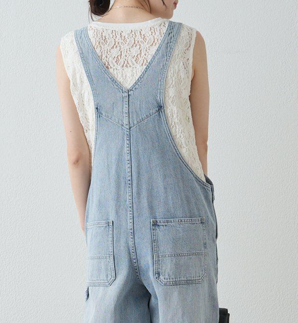  「綿麻デニムサロペット」|デニム|