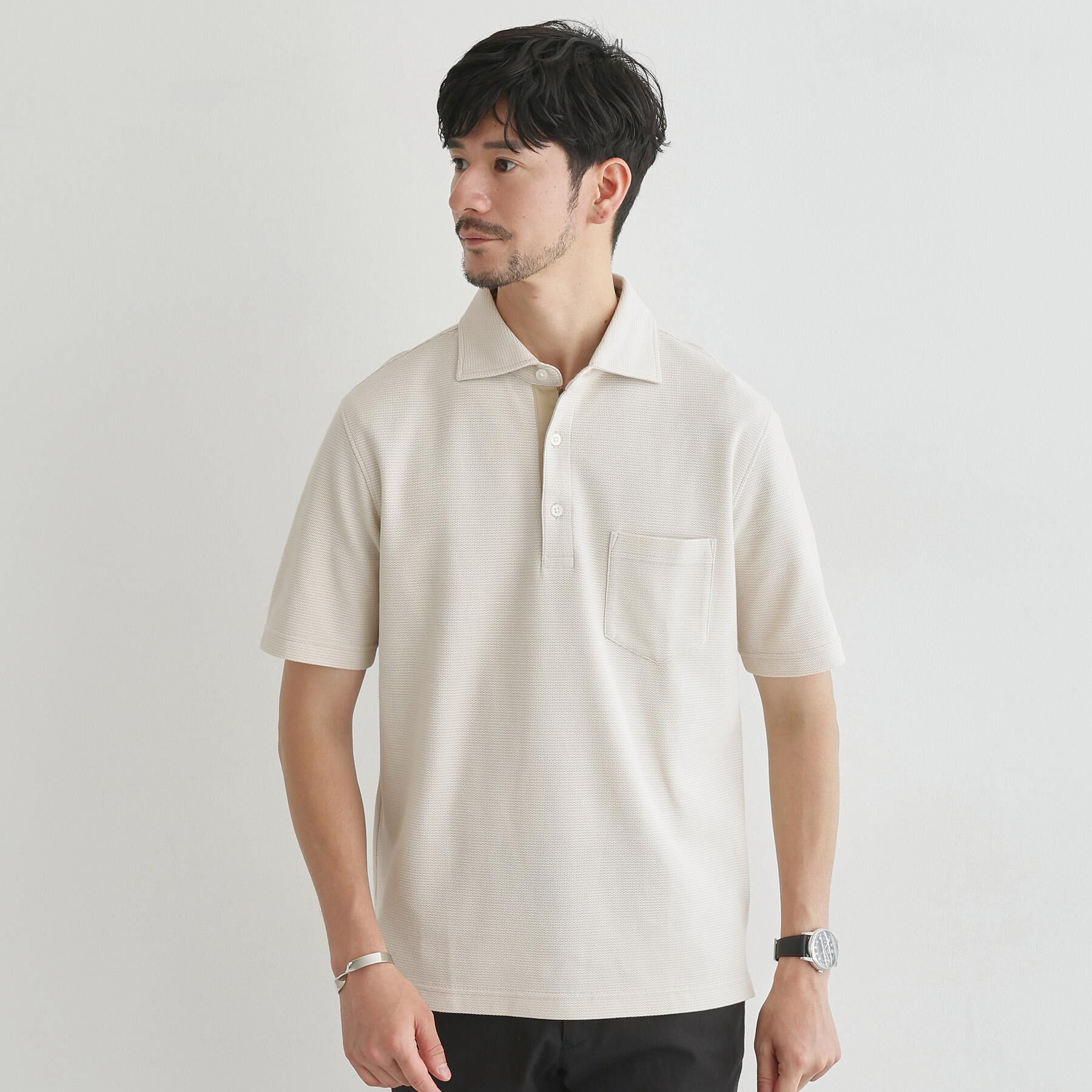 TAKEO KIKUCHI「【抗菌防臭／9色5サイズ展開】ハニカムメランジ ポロシャツ」|ポロシャツ|ライトベージュ(05