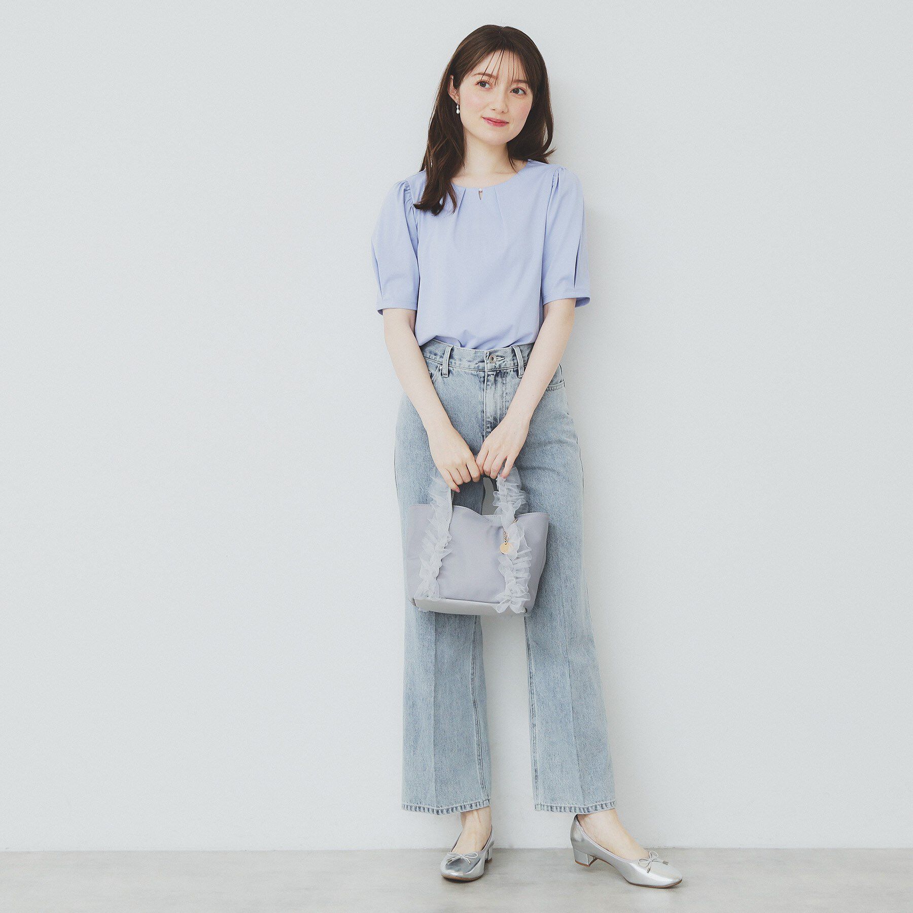 index「フロントパール調タックパフトップス【UV／接触冷感／洗濯機洗い可】」|Tシャツ・カットソー|