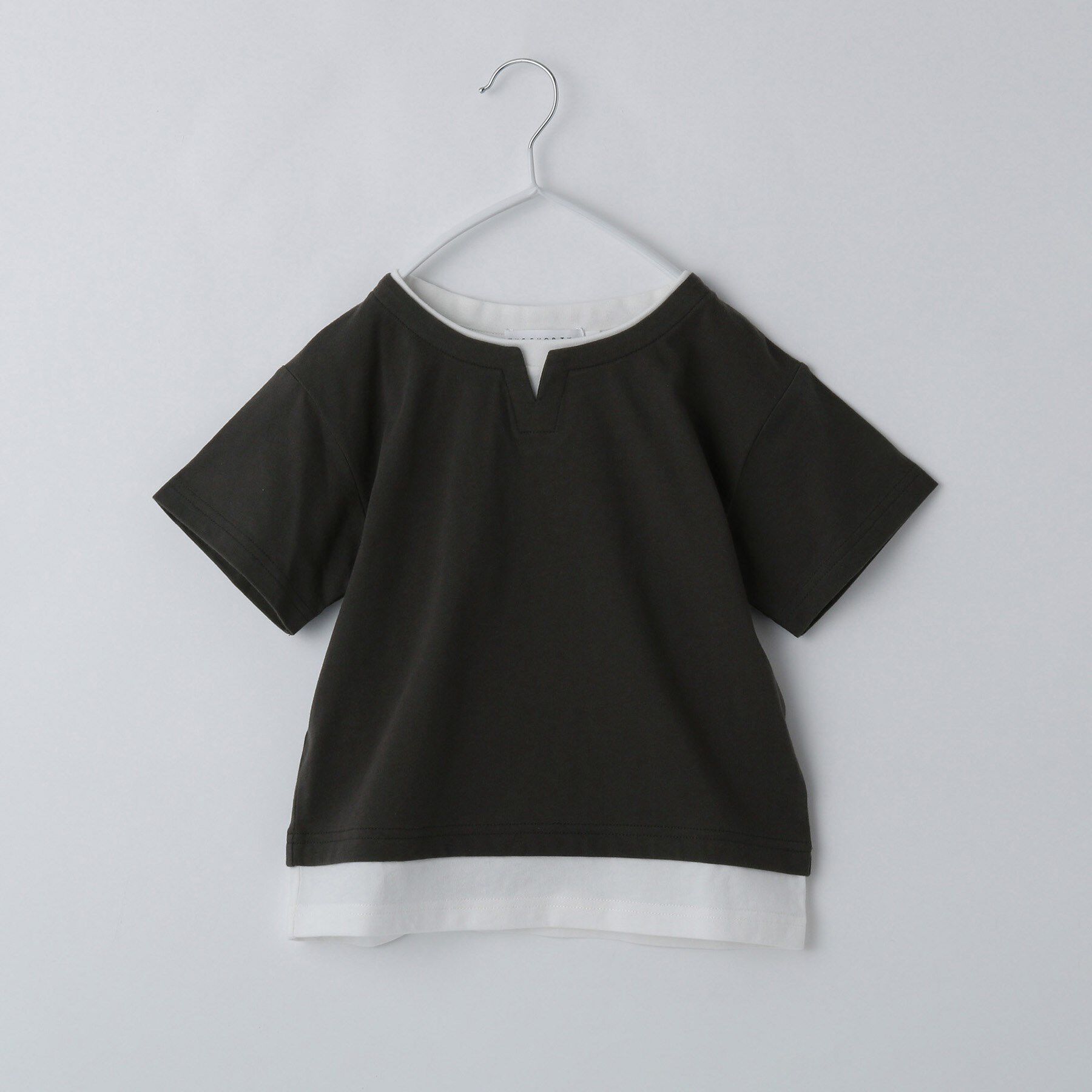 THE SHOP TK「【110-160】キーネックレイヤード風Tシャツ/洗濯機OK」|Tシャツ・カットソー|チャコールグレー(0