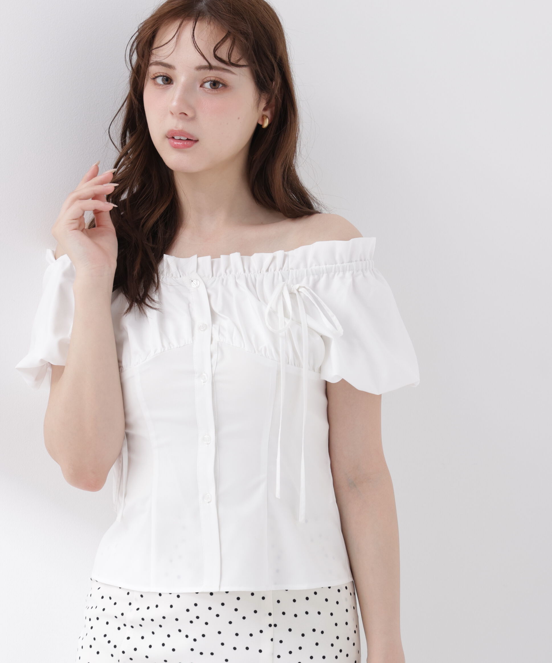 PROPORTION BODY DRESSING「＜青島心さんコラボ＞コラボオフショルリボンブラウス」|シャツ・ブラウス|