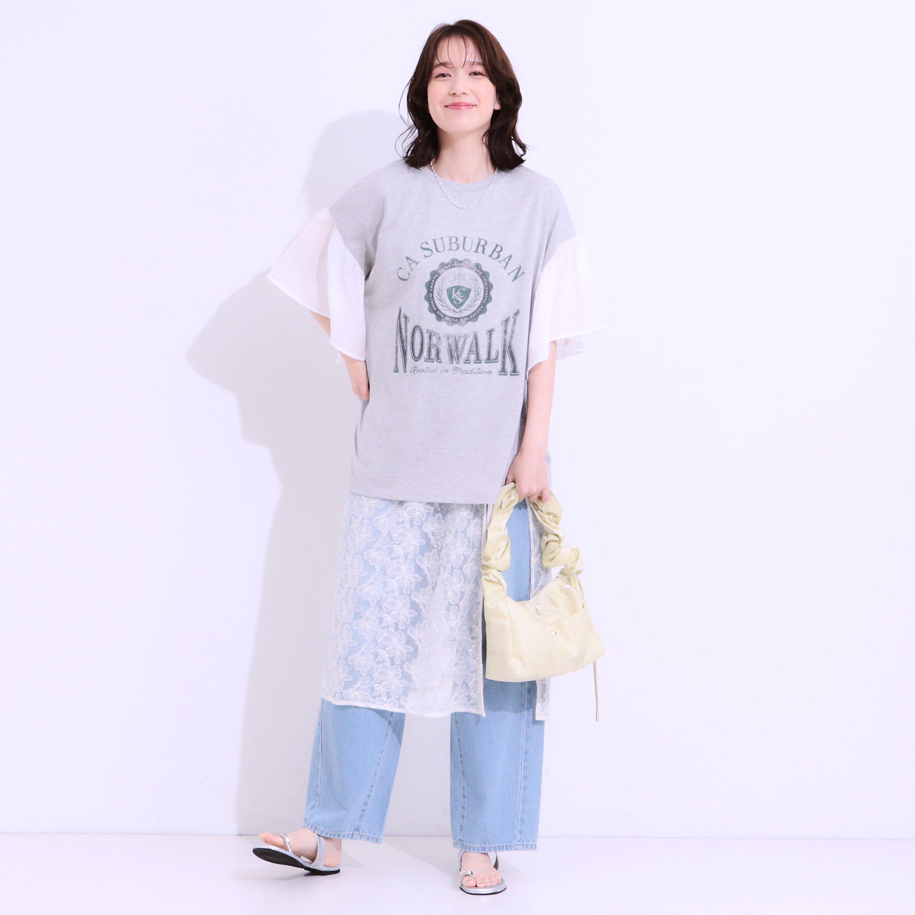 SHOO･LA･RUE「【S-LL】リメイク風 ポンチョデザインTシャツ」|Tシャツ・カットソー|